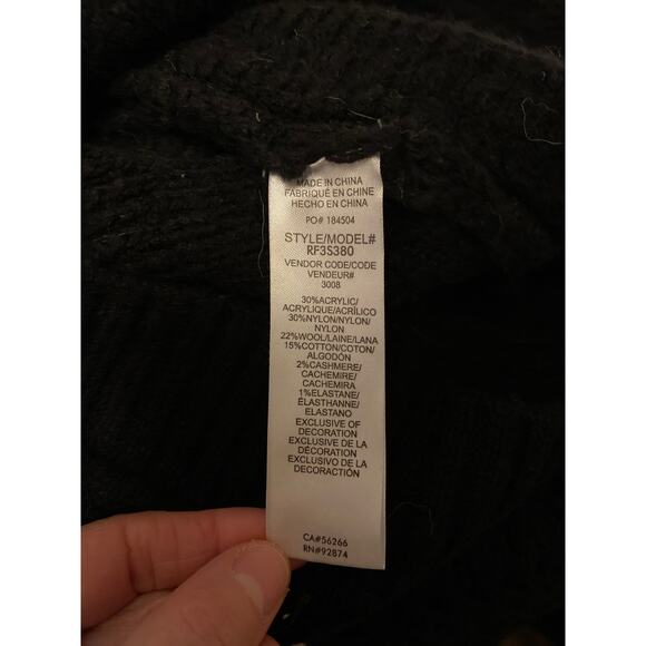 NWT Splendid Women's XS Black Wool Blend Cable Knit Pullover Sweater - Picture 6 of 7